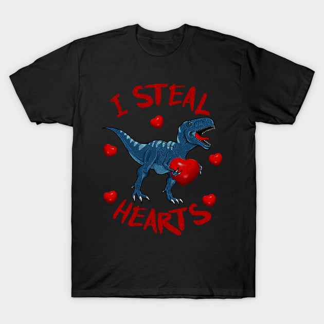 I Steal Hearts Funny Trex T-Rex Valentine's Day Gift Tee T-Shirt by waterbrookpanders